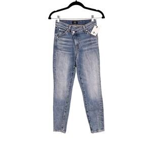 7 For All Mankind Jeans Women 23 Blue Denim Crossover Skinny Retro Mid Rise NWT